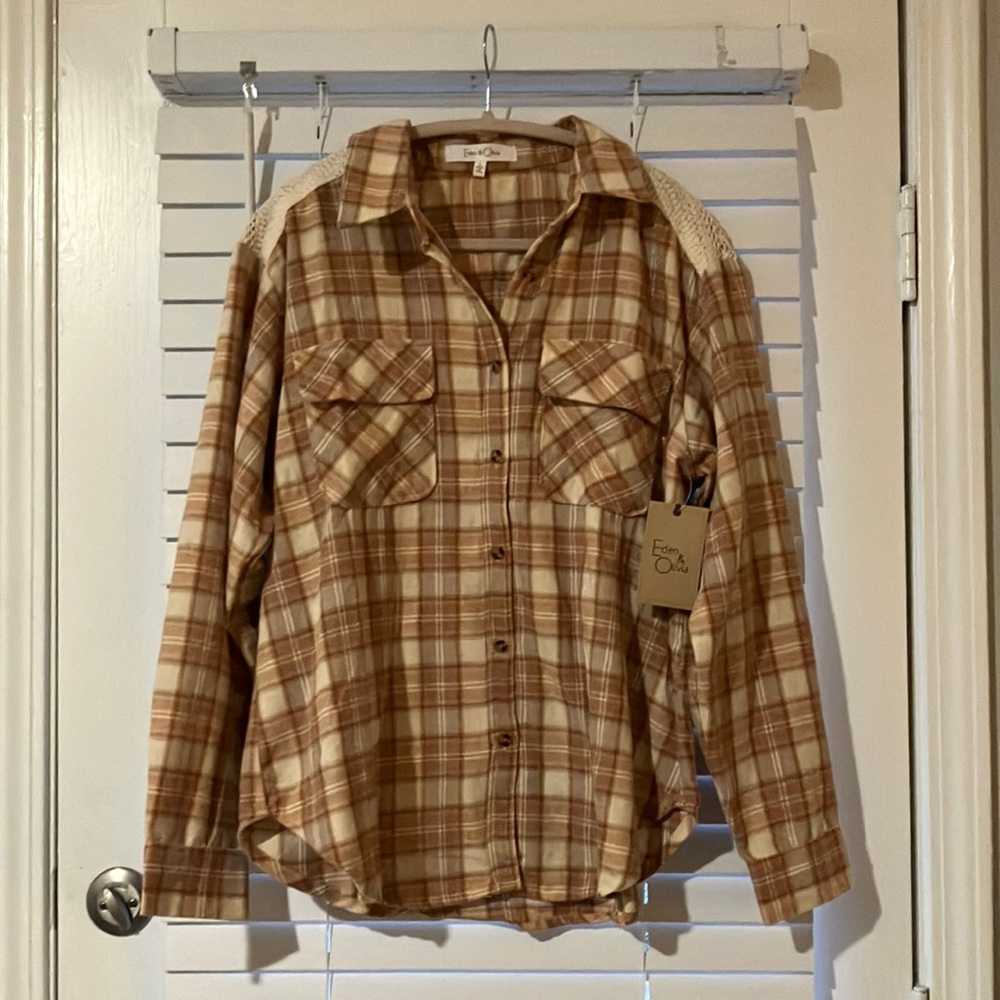 Flannel Lace Button Down